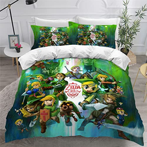 Enfunt-Home Anime Bettwäsche Set 2 Teilig, 100% Mikrofaser Wikinger 1 Bettbezug 135x200cm Mit Reißverschluss Und 1 Kissenbezug 80x80cm