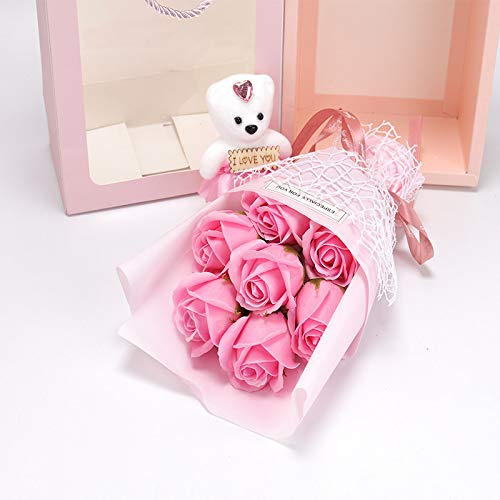 Künstliche Rosenblütenblatt-Brautstrauß Hochzeitsdekoration Holzblumen für Hochzeit getrocknete Blumen (Farbe: Rosa, Größe: Einheitsgröße)