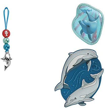 Step by Step Magic MAGS „Dolphin Pippa“, 3-teilig, 2 Magnet-Applikationen und 1 Anhänger, Ergänzung für Schulranzen oder Vorschulrucksack, blau-grau