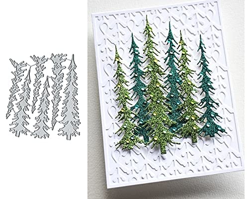 6 Stück Weihnachten DIY schmale Kiefernbäume Metall Stanzformen Frohe Weihnachten Baum Zeder Stanzformen Schablonen DIY Scrapbooking Dekorative Prägepapier Scrapbooking Kartenherstellung