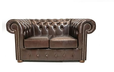 Chesterfield Sofa Class - The Chesterfield Brand | 2 Sitzer Sofa | 100% Leder, handgefertigt, Original Chesterfield | Breite 150 cm | Cloudy Dunkelbraun