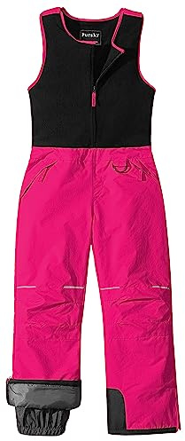Pursky Snow Pants Girls Girl Ski Suit Girls' Snowbib with Adjustable Straps Rose Red 10/12