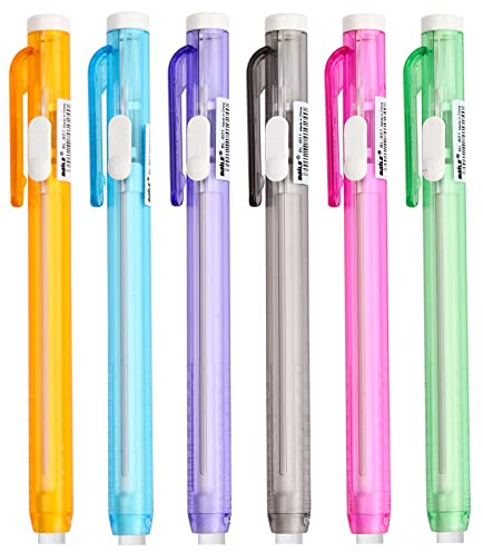 6 Stück Radiergummi Set, Einziehbare Radiergummi Stift Radiergummi Kinder, Radiergummi in Stiftform Radierstift für Kunststudenten Zeichnen Lehrer und Schüler Schreiben