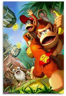 LAHTI Donkey Kong und Diddy Kong Poster, dekoratives Gemälde, Leinwand-Wandposter und Kunstdruck, modernes Familienschlafzimmer-Dekor-Poster, 20 x 30 cm