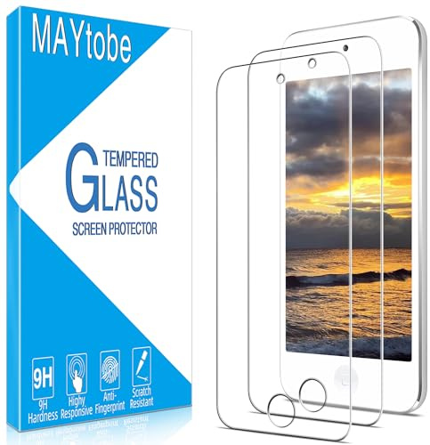 MAYtobe Displayschutzfolie für iPod Touch 7, 6, 5, gehärtetes Glas, Härtegrad 9H, hüllenfreundlich, blasenfrei, kratzfest, einfach zu installieren, 2 Stück