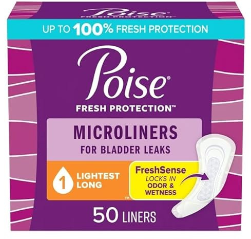 Healthy Surplus Poise Microliner, längste Länge, Inkontinenz, 1 Tropfen, leichteste Saugfähigkeit, 50 Stück (2 Stück, insgesamt 100 Einlagen) und Vitalvolumen, Hautpflege-Grundlagen-Tipps, Paket (100