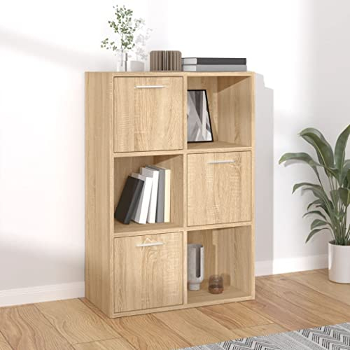 QJBSAVVA Lagerschrank, Eckregal Stehend Bücherregal Sideboard Schmales Regal Geeignet für Küche Abstellraum Wohnzimmer Kellerraum Sonoma-Eiche 60x29,5x90 cm Holzwerkstoff