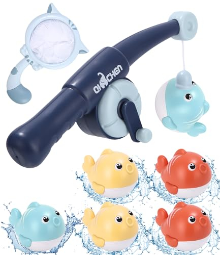 Kureny Bath Toy Baby from 1-6 Years, Fishing Game Bath Toy, Children Bathtub Toy with Fishing Net, Bath Toy Magnetic Fish Fishing Toy for Toddlers,Toy Gift Girl Boy