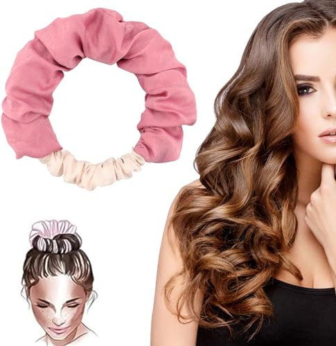 Locken Ohne Hitze, Lockenwickler über Nacht, Neue Heatless Curls Overnight Blowout Lockenband für Lange Haare, Hair Curler Geschenke für Mädchen Rosa (Not Hair Rope)