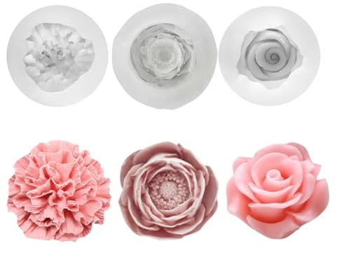 3 Moldes Para Velas, Moldes de Silicona Para Velas, MoldesVelas, Moldes Silicona Velas, Cavel, Peonía, Moldes de Silicona, Para Fundición de Flores, Flores, 3D, Pascua