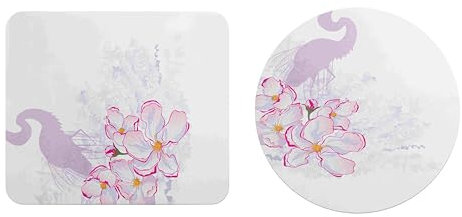 EHOMERY Mauspad Klein Rund Mousepad Orientteppich Blume Mauspad Farbig Mousepad Office Für Die Schreibtischdekoration - 2 Pack [20x24 cm and Dia 20 cm]