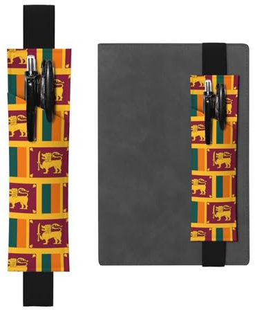SSIULUS Porte-stylo réglable en cuir avec drapeau du Sri Lanka – Pochette à stylo de qualité supérieure pour cahiers et journaux