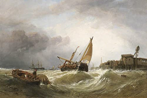 WACTWJNA Berühmt Leinwand Malerei Poster Wandkunst Leinwanddrucke Die mündung des texel von clarkson stanfield Moderne Kunst Wandbild für Flurdekoration 60x90cm