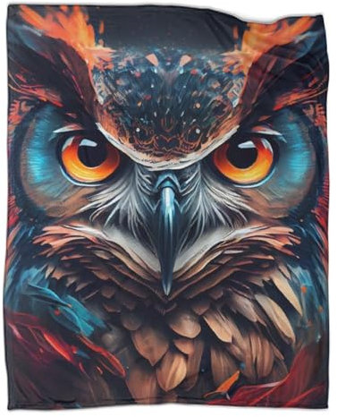 BaoFFF Decke mit Eulenmotiv, 3D-Druck, Fleece-Überwurfdecke für Kinder, Teenager und Erwachsene, weiche, Flauschige Kuscheldecke für Urlaub, Bett, Couch, 100 x 130 cm