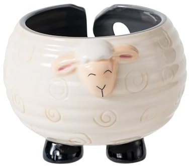 Yarn Bowl for Crochet Large Sheep Shaped Ceramic Yarn Holder Crochet Bowl Knitting Bowl, 6 Inch Wide x 4 Inch High