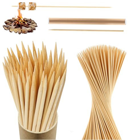 Vesyman 100 Stück Bambus-Eibisch-Bratstäbchen, extra lang, 91,4 cm, Holzspieße für Smores-Set, robuste Outdoor-Bambusstäbe für Feuerstelle, Grillen, Camping, Kebab, Hot Dog und Familien-Grillpartys
