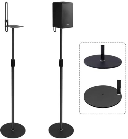 Hoqqf Speaker Stands Height Adjustable 29.5-55.9 Set of 2, Black Alloy Steel Bookshelf Speaker Stand Compatible with Bose Sony JBL Samsung Polk Yamaha, Cable Management, 17lbs Capacity