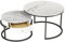 Soayone Wohnzimmertisch Rund, Couchtisch mit Schublade, Couchtisch Marmor Optik, Satztische fürs Wohnzimmer, Couchtische Weiß, Wohnzimmer Tisch für Couch Φ 70 cm & Φ 50 cm