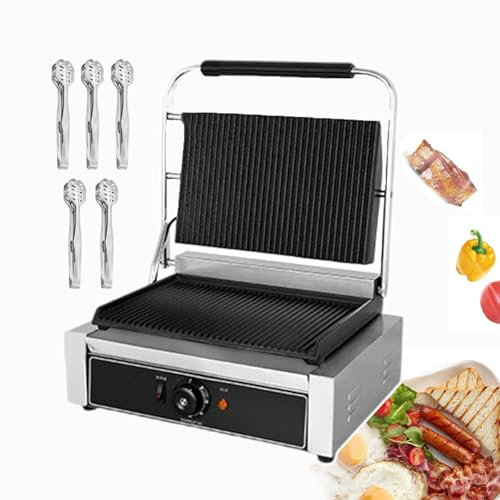 forplubossmmp Prensa para Sándwiches Y Tostadora De Gran Capacidad: 1800 W/2200 W, Plancha Y Waflera Eléctrica con Perilla De Temperatura De 50 ℃ A 300 ℃, Plancha Eléctrica para Uso Comercial,2200W