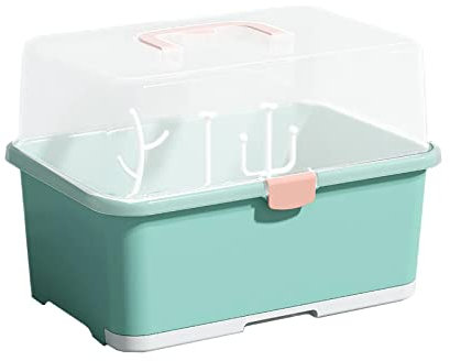 Escurridor de biberones para bebés, caja de secado de biberones, color verde