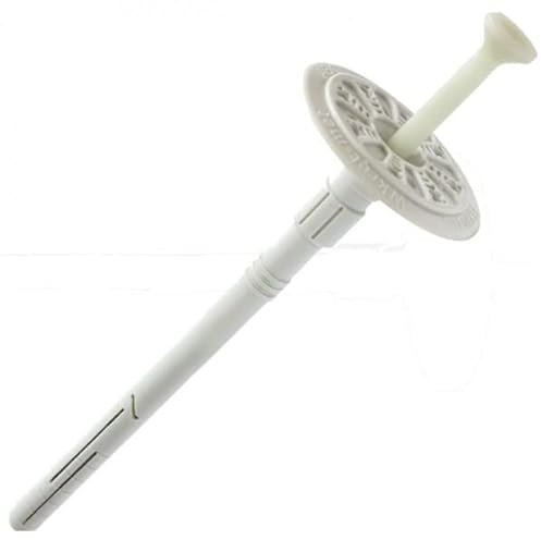 Versenkbarer Dämmstoffdübel Fixplug 8 x 130 mm - Schlagdübel mit Kunststoffnagel &Teleskopschaft zur Befestigung von Dämmplatten WDVS - 200 Stück