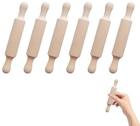 6Pcs Rolling Pin for Baking,Clay Pins,Playdough Wooden Rollers,Fondant Small Roller,Kids Play Mini,Wood Dough Products,Pizza Tools Accessories,Craft Dumpling Housewares Equipment,for Embossed Pastry