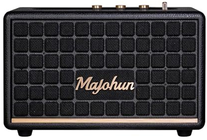 Majohun 100W Peak Wood Bluetooth 5.4 Speaker, Vintage TWS Stereo (Black) | Retro style with bass & treble control, AUX & USB input; multiple modes, clear sound ideal for home, room, office, party use.