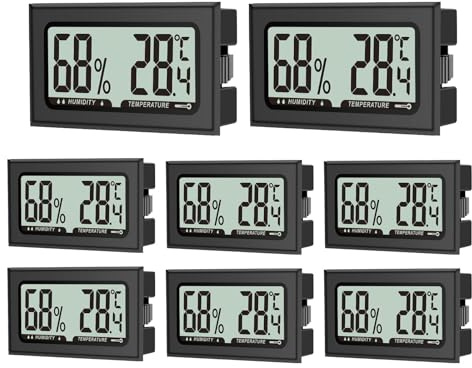 Lot de 8 thermomètres hygromètres numériques pour l'intérieur, le bureau, le salon, la chambre à coucher