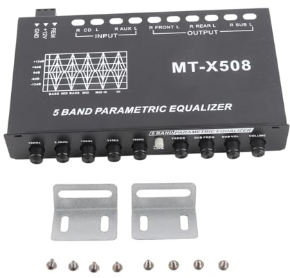 Auto-Audio-Equalizer, verstellbar, 5 Bänder, präzise Abstimmung, EQ, Crossover-Verstärker, Grafik-Equalizer für Auto-Stereoanlage, Eisenmaterial, 19 x 12 x 3 cm