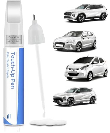 PARTS4EV Polar White (PYW/PSW) 2-in-1 Pen & Brush for Hyundai - Precision Colour Match Touch Up Paint for Scratch & Chip Repair, Fast-Drying & Water-Resistant