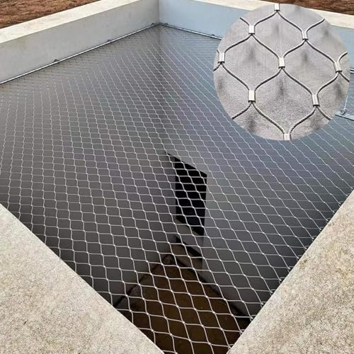 JHIAADEY Flexibles Edelstahl-Seilnetz,304 Edelstahl-Seilnetz,Absturzsicherung In GroßEr HöHe Sicherheitsnetz For FußBallplatz Garten,Sicherheitsnetz Kinder Schutznetz(18 * 1.8m/59 * 5.9ft)