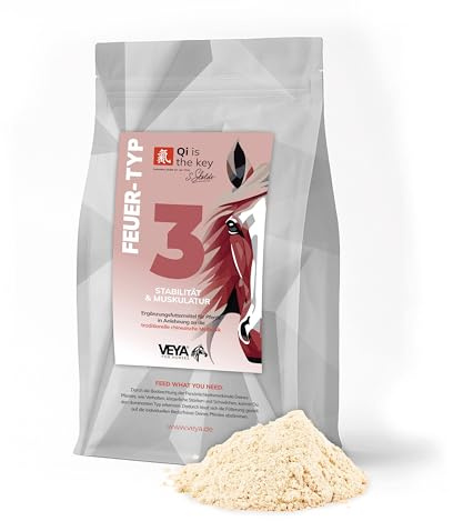 VEYA® by STRÖH Feuer-TYP 3 Stabilität & Muskulatur für Pferde - 1,5kg | Mineralfutter mit Sojaprotein & essentiellen Aminosäuren - Muskelaufbau - Für Feuer-Typ Pferde - Spezialfutter nach TCM