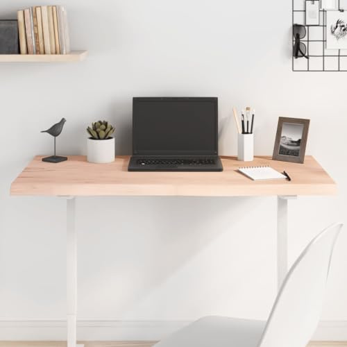 Owoxanthellate Massivholz Tischplatte 100x40 cm Eiche Unbehandelt Naturkante Modernes DIY Schreibtisch Upgrade Robust und Langlebig für Home Office Küche Wohnzimmer