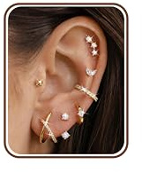 MILACOLATO 7 Pairs Flat Back Earrings for Women Gold Silver Hoop Stud Set | Gold Silver Hypoallergenic Surgical Steel Stackable Hoop Stud Sleeper Huggie Cartilage Earrings Helix Piercing Jewellery