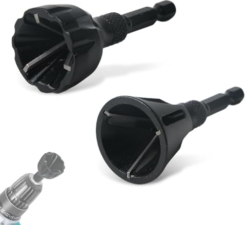 2 Stück Fasenwerkzeug Externes Entgrater-Bit Anfaswerkzeug Entgrater Metall | Entgraten Fasenwerkzeug 3-20mm 5-25mm Stahl Sechskantschaft Entgratwerkzeug für Schrauben Bolzen Rohre Befestigungselemente