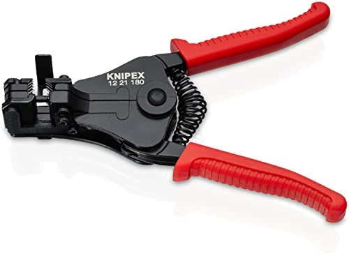 Knipex Alicate pelacables con cuchillas de forma precisa negro, lacado, con fundas de plástico 180 mm (cartulina autoservicio/blíster) 12 21 180 SB
