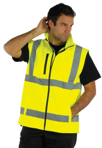 Yoko HV006 Softshell-Bodywarmer, Warnweste, atmungsaktiv und wasserdicht Gr. XL, Neongelb
