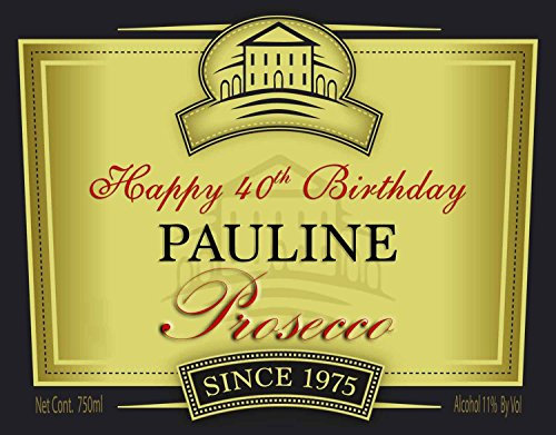 Prosecco Wine Label Personalised Edible Cake topper (1, 5 x 4)