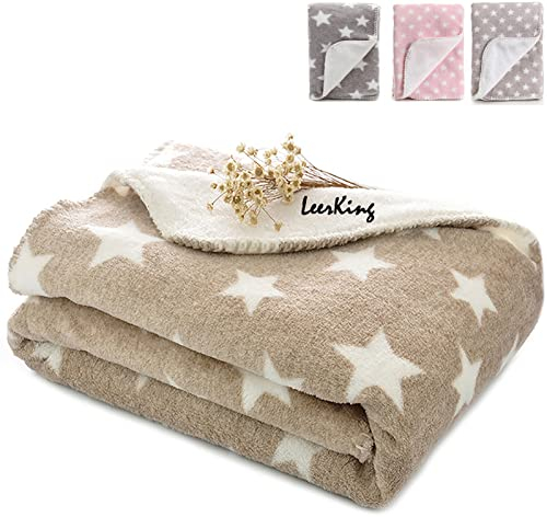 LeerKing Hundedecke flauschig Katzendecke waschbar Doppelte Fleecedecke Kuscheldecke für Sofa Hundebett und Auto Braun 100 * 150cm