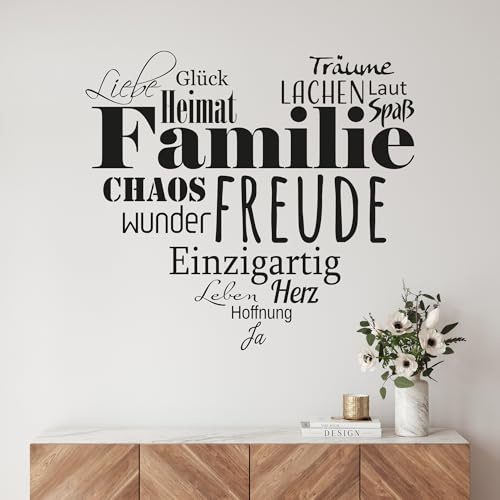 GRAZDesign Wandtattoo Familie mit Herz Wohnzimmer Flur Diele selbstklebend - 63x57cm / 010 weiss