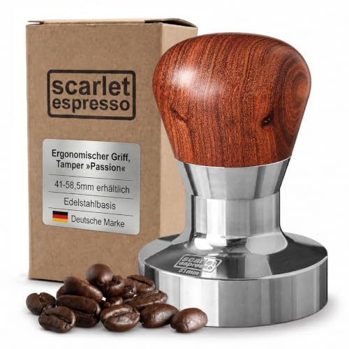 scarlet espresso | Tamper »Passion« für Barista; mit ergonomischem PVC- oder Edelholzgriff nach Wahl und Präzisions-Edelstahlbasis (51 mm)