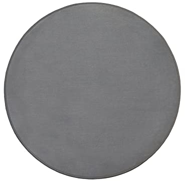 Primaflor Kinderteppich Einfarbig - SITZKREIS - Grau - Rund 100 cm - Velour-Kurzflor-Teppich für Kinderzimmer, Kindergärten und Schulen - Hochwertiger Spielteppich