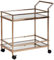 FineBuy Design Servierwagen Dunkles Gold 2 Ebenen mit Bremsen, Beistelltisch auf Rollen, Speisewagen mit Glasplatte, Küchenwagen, Teewagen
