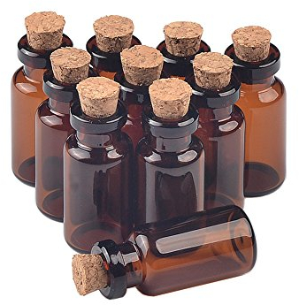 12pcs 2ml Mini Botellas de Vidrio Vacías Marrones Mensaje Botellas de Deseos Frascos Banquete de Bodas Contenedores de Tarros, con Tapón de Corcho