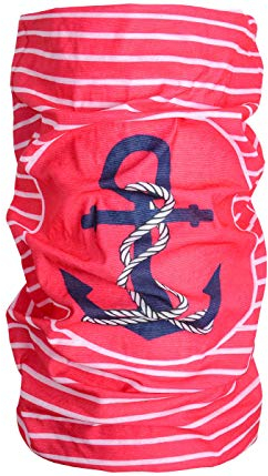 Halstuch Schlauchschal Damen Multifunktionstuch Herren Maritim Anker Design Atmungsaktiv Sport Rundschal Motorrad Tuch Loop (Anker pink weiß)