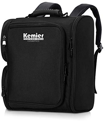 Kemier Trucco Borsa Protable Artist Zaino Trucco Custodia da Viaggio Trucco Organizer Bag Trousse da Toilette Borsa Cosmetica con Sacchetti - Nero