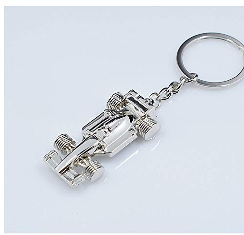 SUNSHINETEK Porte-clés de voiture de course porte-clés en métal pour clés de voiture ou de maison Cool porte-clés cadeau pour hommes ou garçons (argent, paquet de 2)