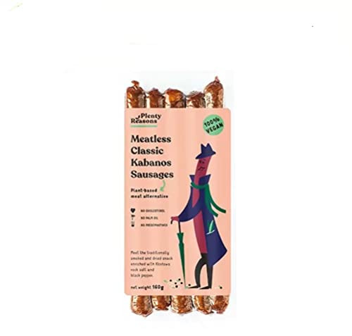 MeatLess Onion Kabanos Sausage 160g, ( Mini-Chorizo ) Great Snack for Any Occasion, 5 Delicious Sausages in Smooth Mood.