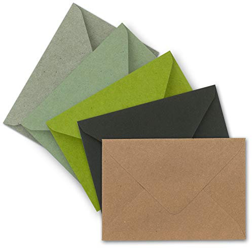 25x Brief-Umschläge Farbenmix-Paket DIN C6-114 x 162 mm (11,4 x 16,2 cm) - Nassklebung - Vintage Kraftpapier Natur-Papier Kuverts - Ideal für Einladungs-Karten