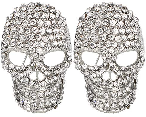 Jeanoko 2 pièces Cristal Broche Bijoux Broches exquises têtes de crâne Forme rétro Mode Alliage vêtements Robe Broche pour Bijoux Cadeaux décor Accessoire